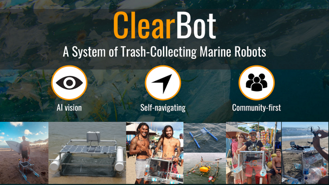 ClearBot is a system of AI-enabled, trash-collecting marine robots that connects people